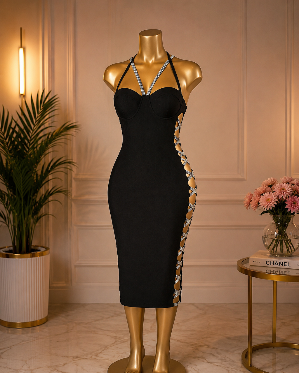 Diamond Laced Midi Dress