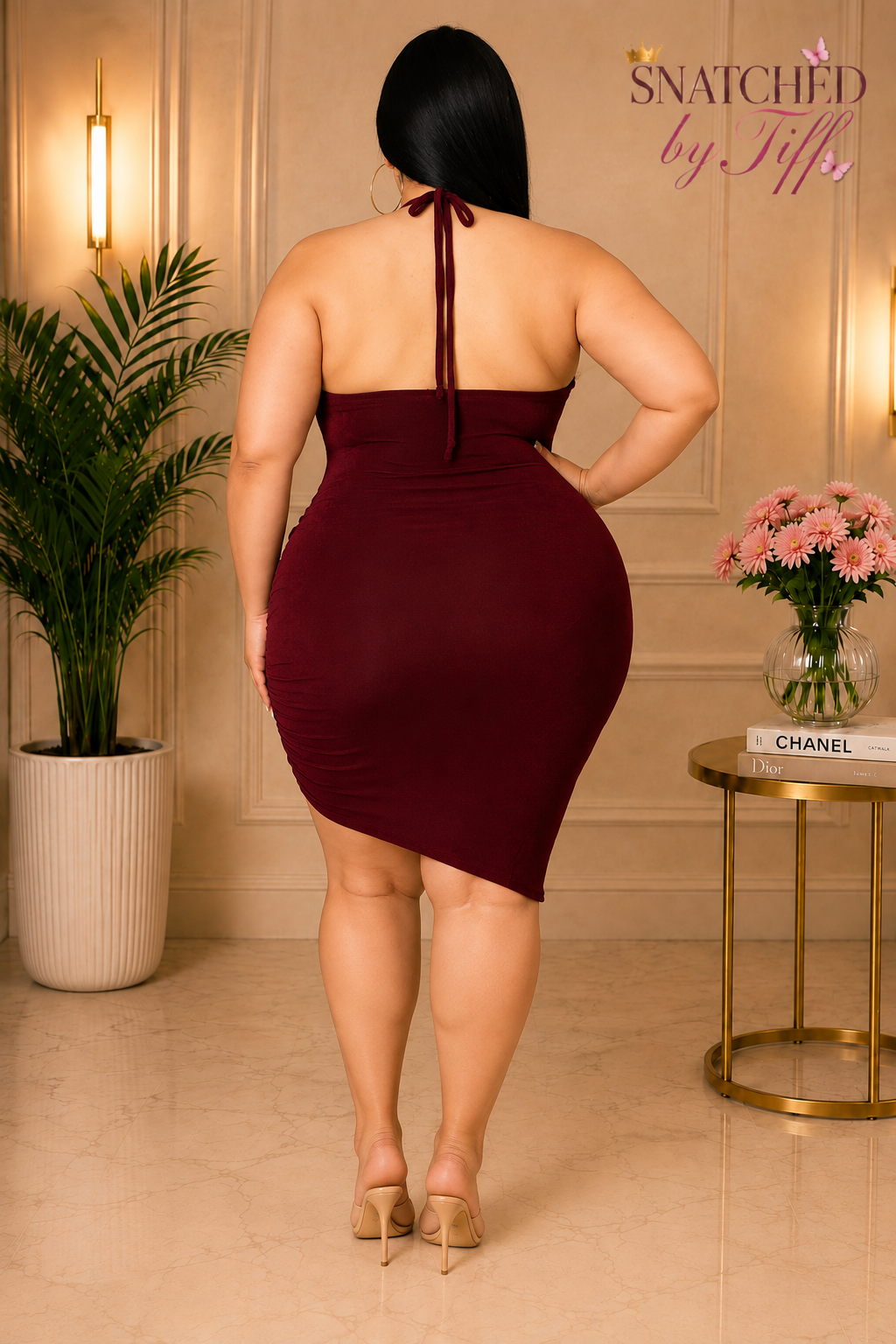 Wine Me Down Ruched Midi Dress