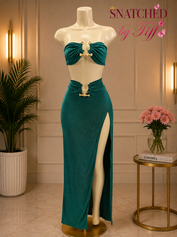 Green & Gold Goddess Two-Piece Set - Green/Gold