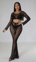 Two-Piece Bathing Suit Cover-Up - Black