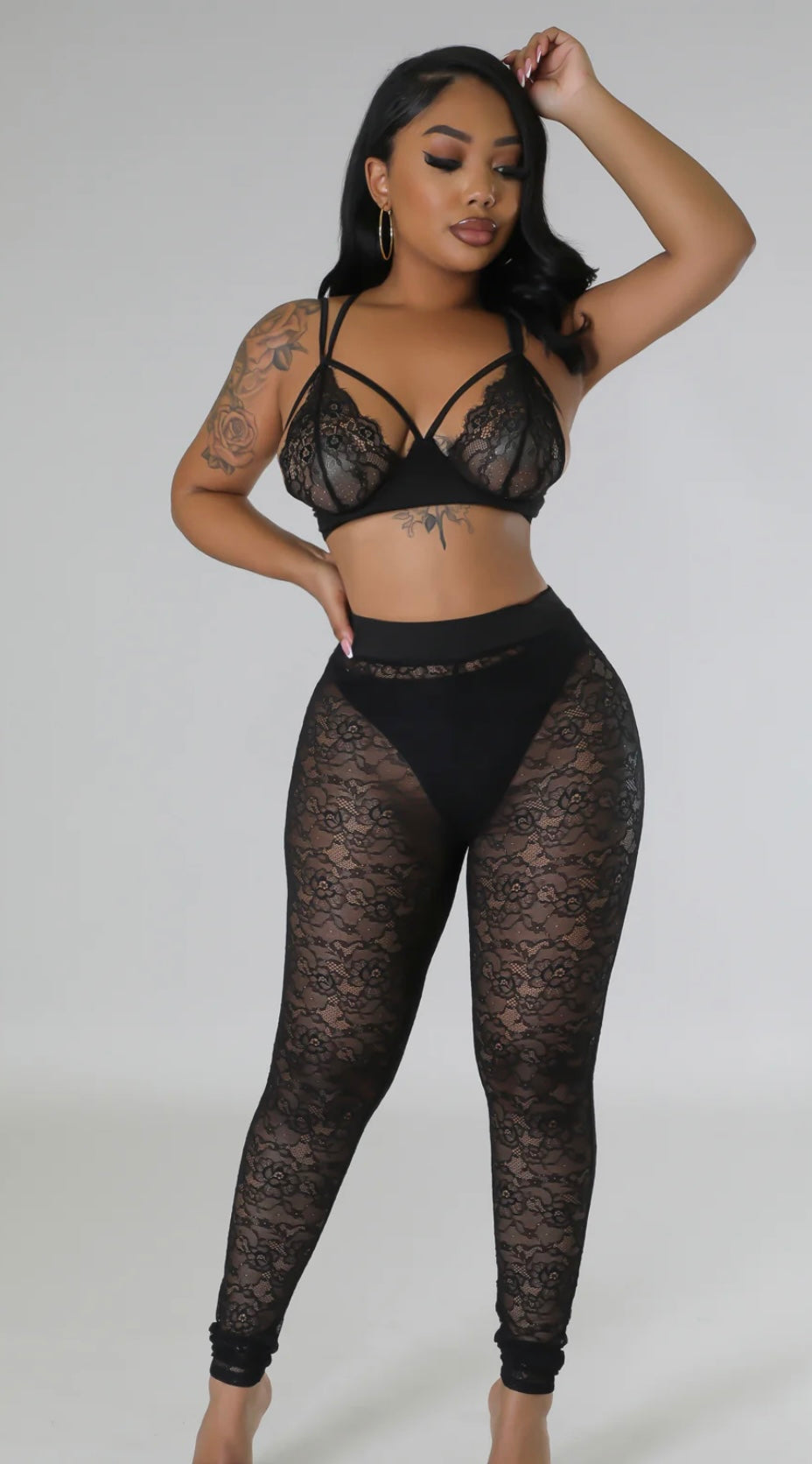Two-Piece Bathing Suit Cover-Up - Black