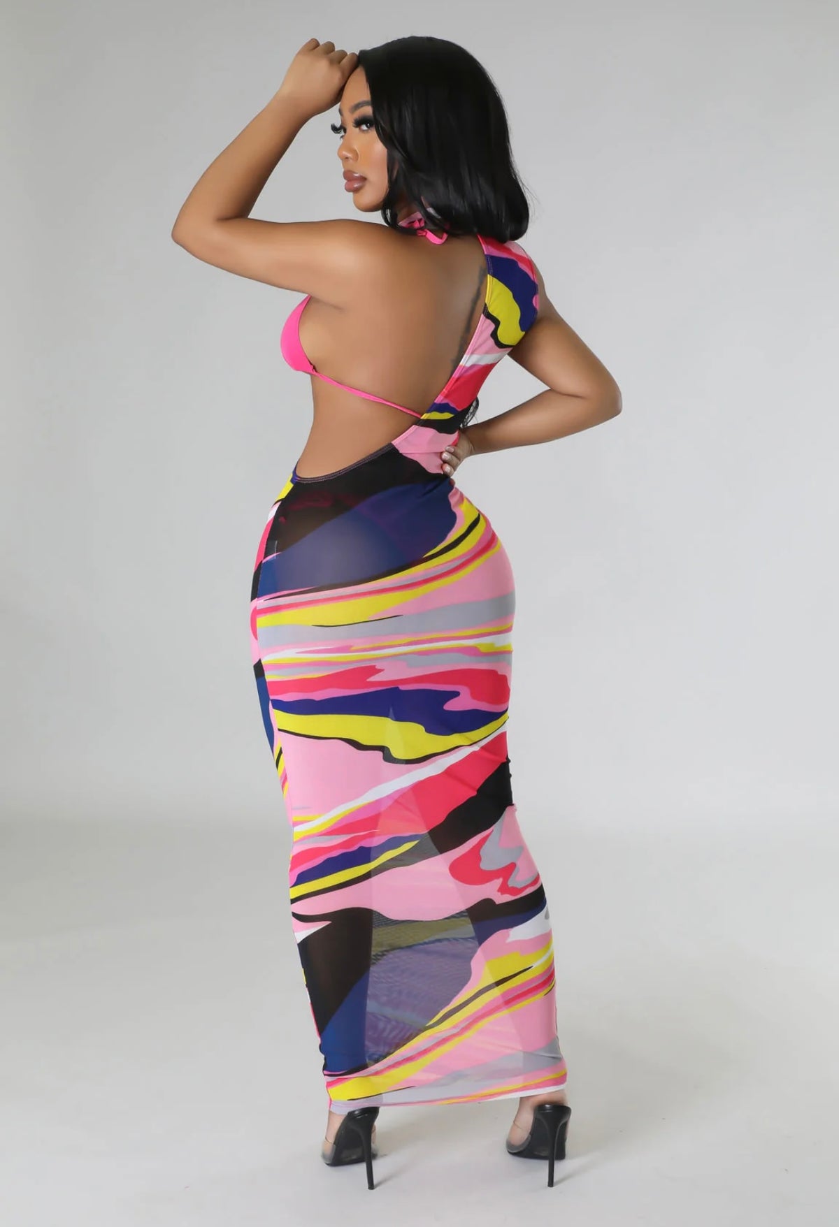 Three-Piece Cover-Up & Bikini Set - Multi