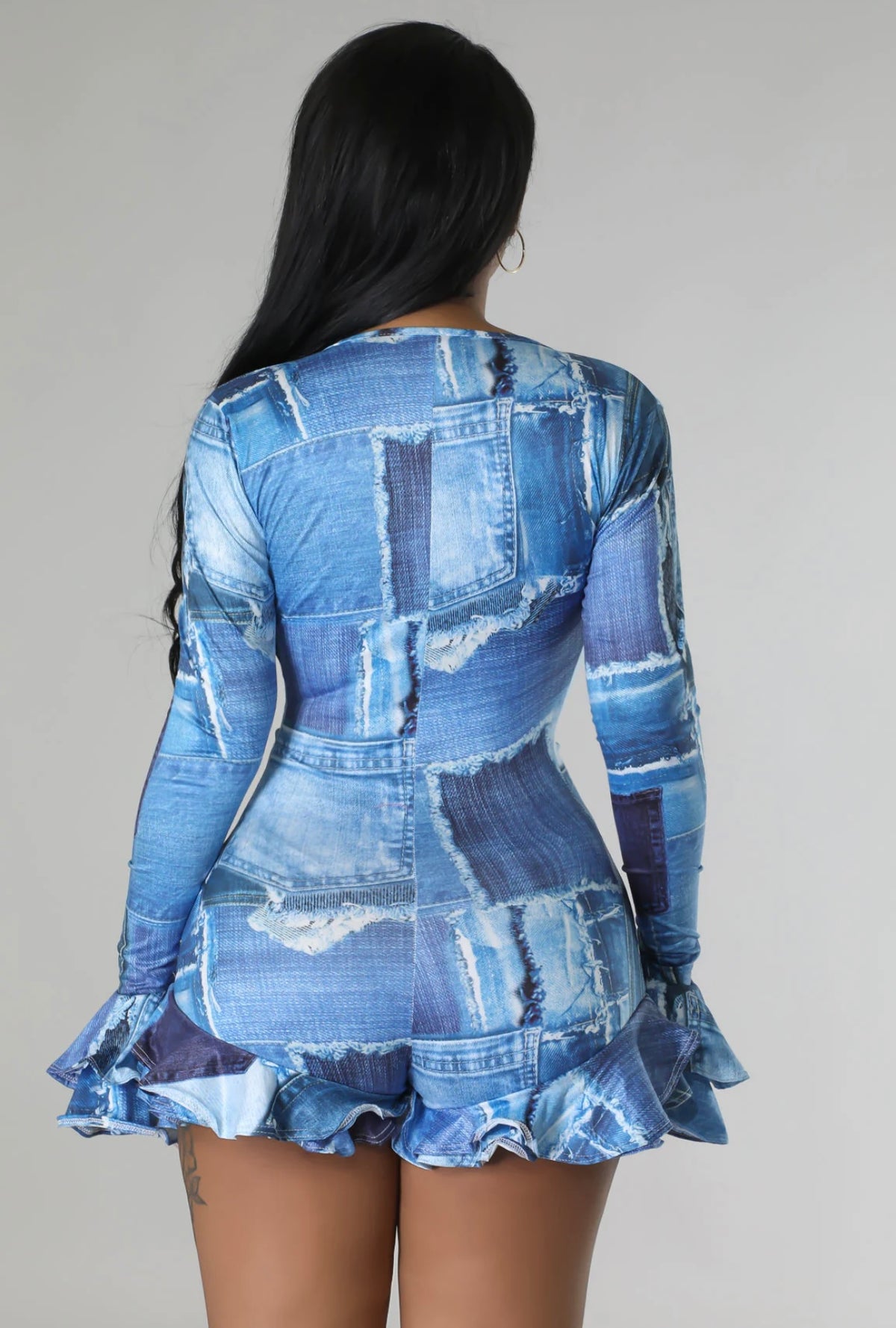 Denim Romper - Denim Blue