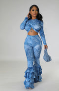 Fine Shit Two-Piece Denim Illusion Set - Denim Blue