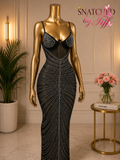 Date Night Diamond Long Dress - Black