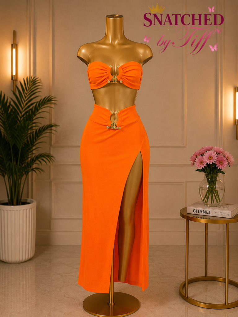 Orange & Gold Goddess Two-Piece Set - Orange/Gold